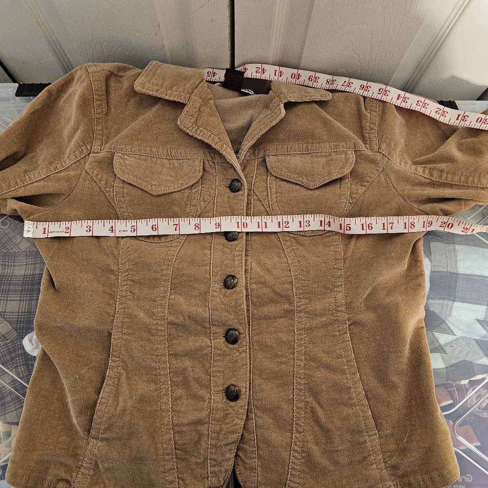 Live A Little Tan Corduroy Jacket Womens Large Stretch Button Front Western Y2K - Picture 6 of 7